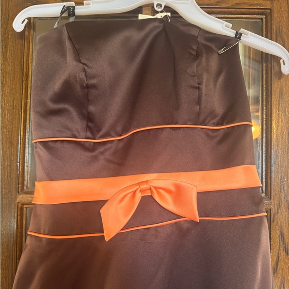 Alfred Angelo Brown and Orange Strapless Dress - Picture 1 of 3